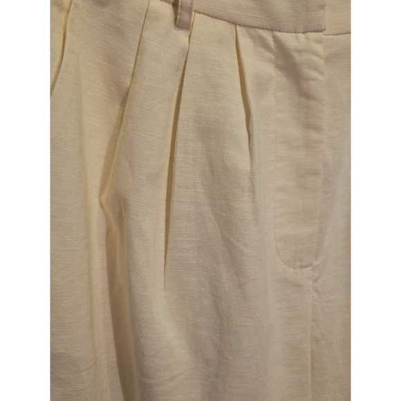 Light Butter Yellow Linen High Rise Trouser Pants Barrel Leg Sz XS - Picture 3 of 8